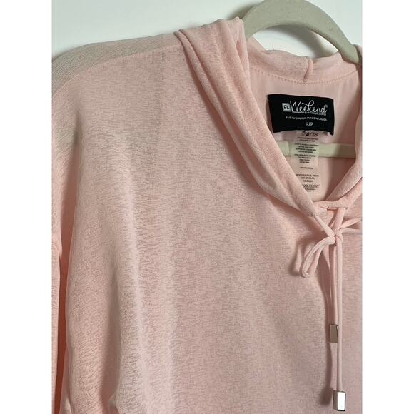 Frank Lyman Sheer Pink Hooded Tunic Top Size Small Athleisure Flowy Feminine - Picture 6 of 8